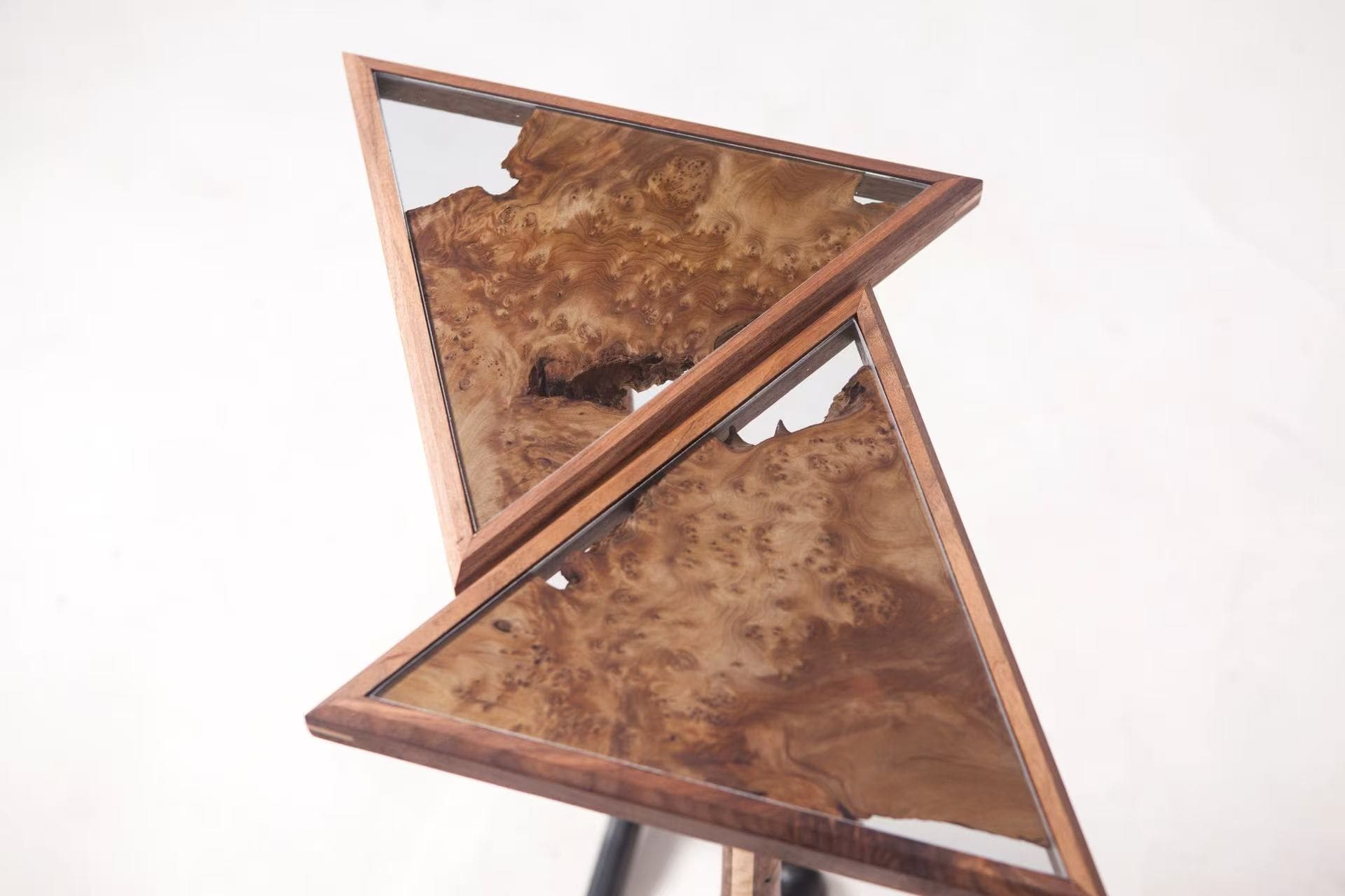 Overhead composition of two triangular Product 04 tables.